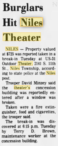 Niles 31 Outdoor Theatre - 26 Sep 1979 Robbed